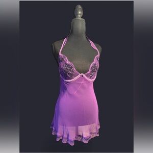 2005 Victoria's Secret Lavender Lace Chemise with Embellishments